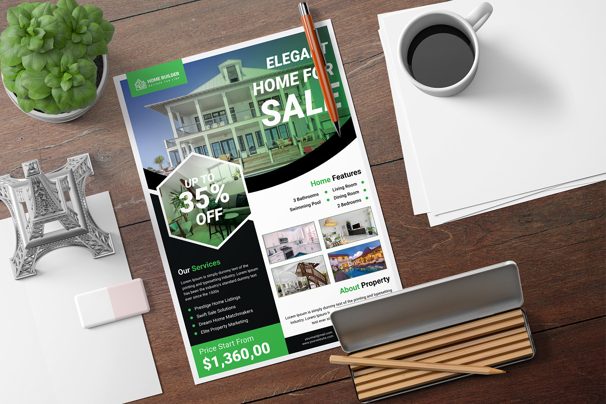 Real Estate Flyer Template Design, a Flyer Template by Graphiexperto (Photo 2 of 6)