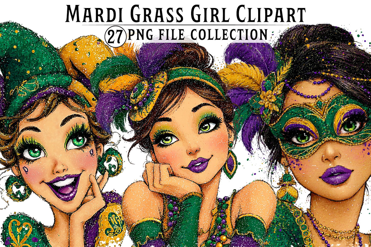 Mardi Grass Girl Clipart, an Illustration by Dream Creation (Photo 1 of 6)