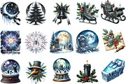 Gothic Christmas Winter Clipart, an Illustration by Designking (Thumbnail 2 of 5)