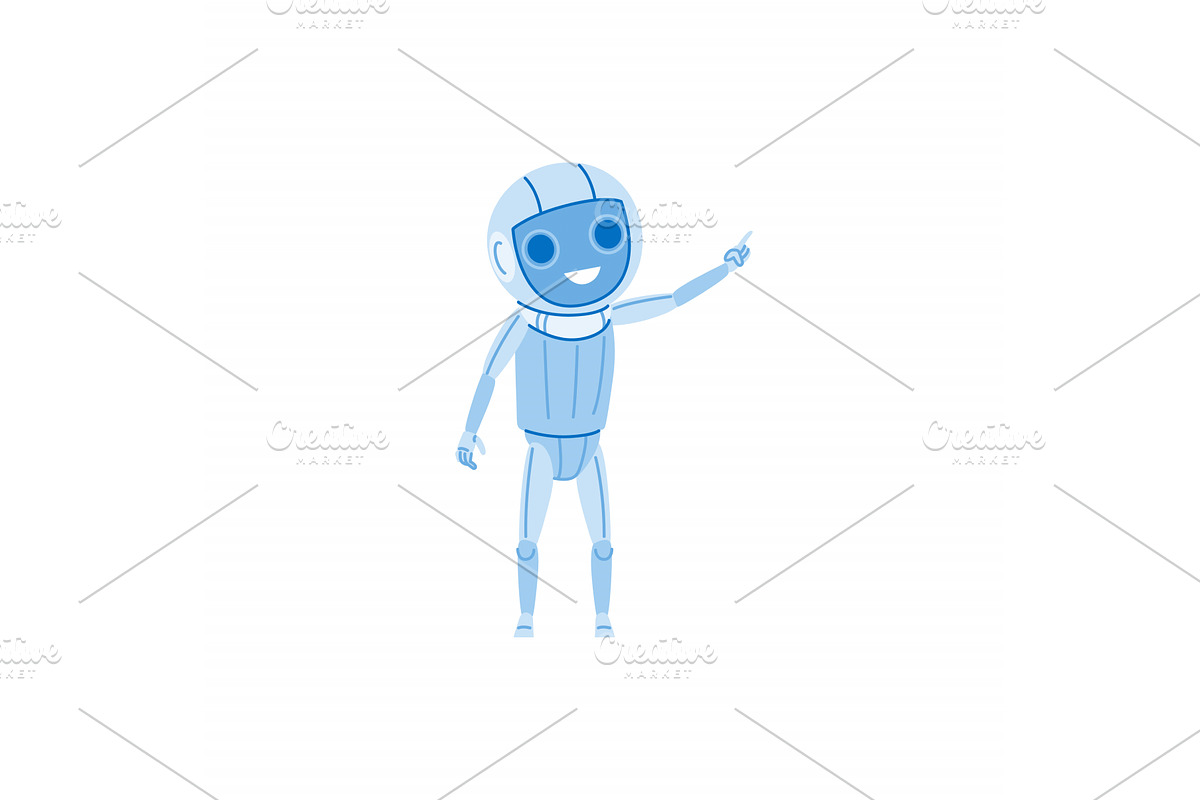 Friendly robot pointing finger, a Technology Illustration by pikepicture
