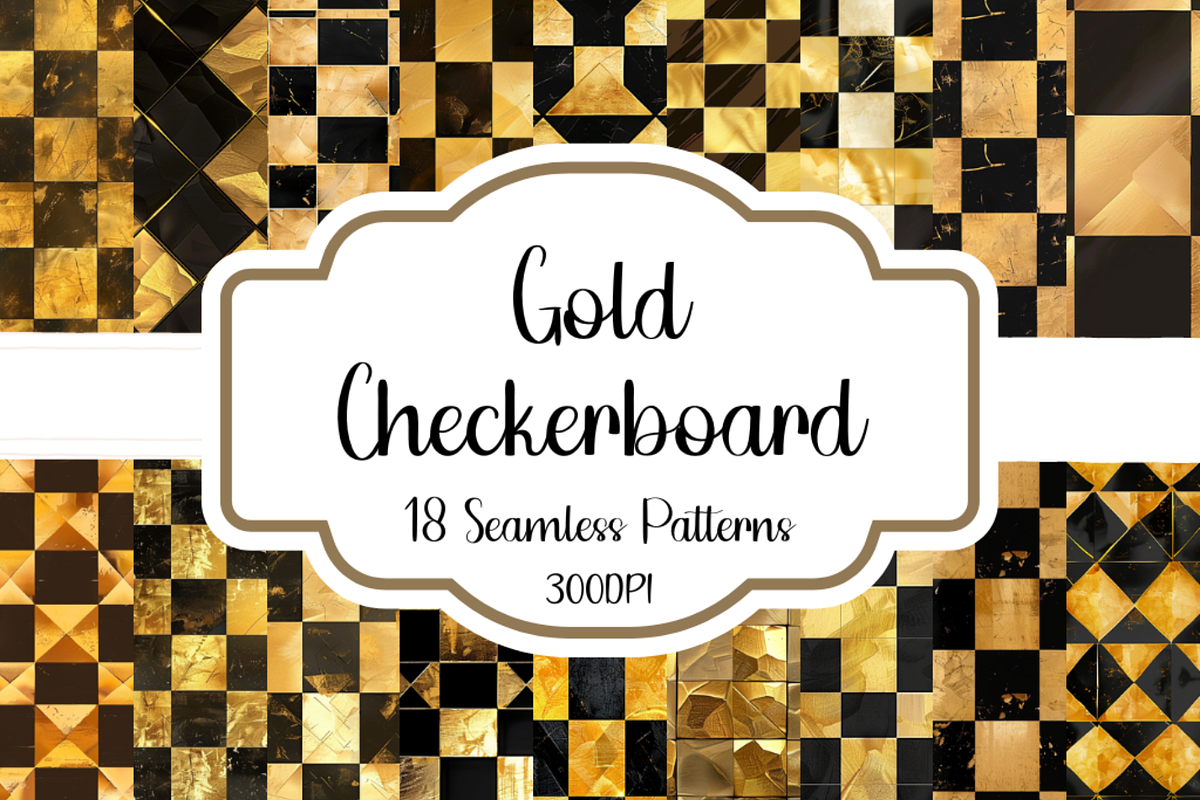 Gold Checkerboard Seamless Patterns, a Pattern Graphic by PrintablesByFranklyn (Photo 1 of 4)