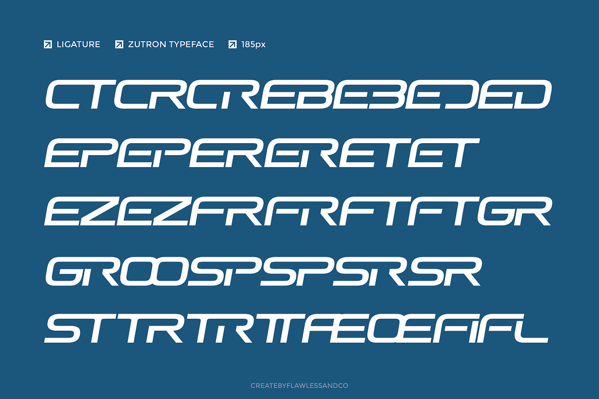 Zutron - Futuristic Display Font, a Font by Flawless And Co (Photo 9 of 10)