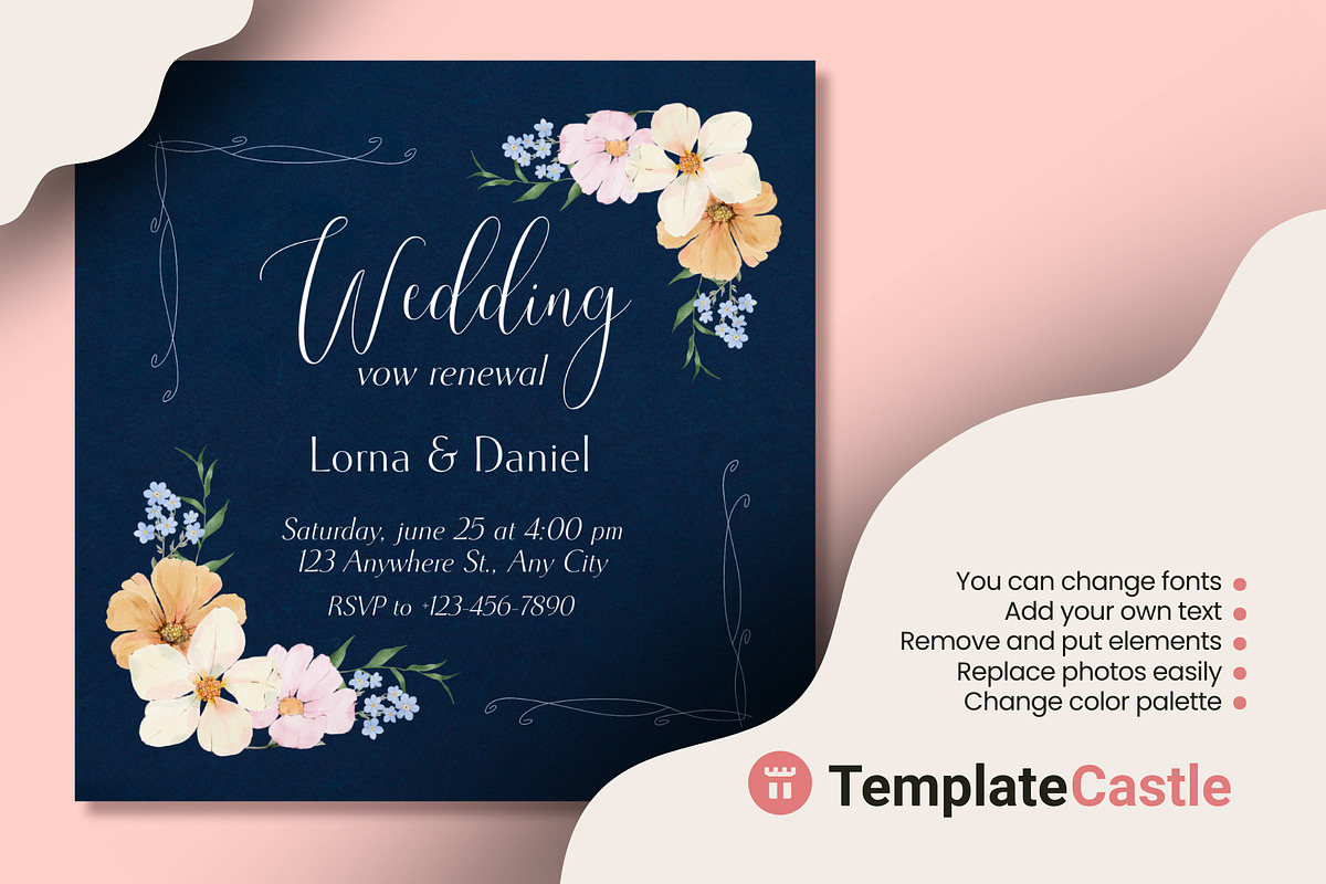 Vow Renewal Wedding Invitation, a Design Template by TemplateCastleStore (Photo 2 of 2)