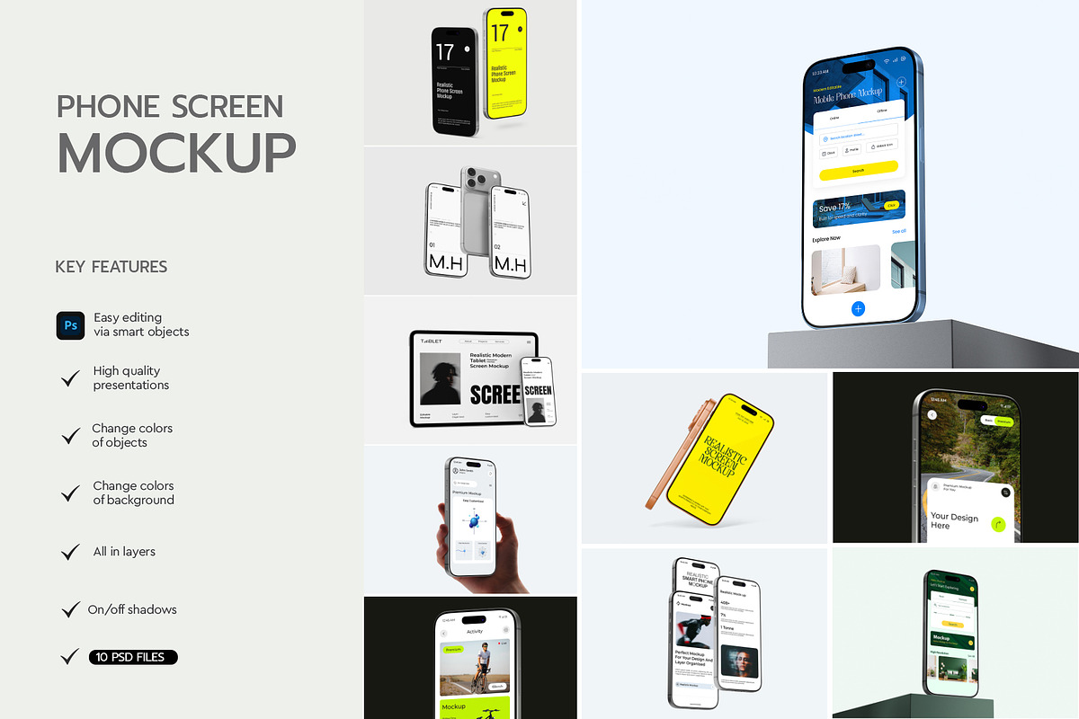Premium iPhone Screen Mockup Bundle, an iPhone Mockup by graphypix (Photo 3 of 14)