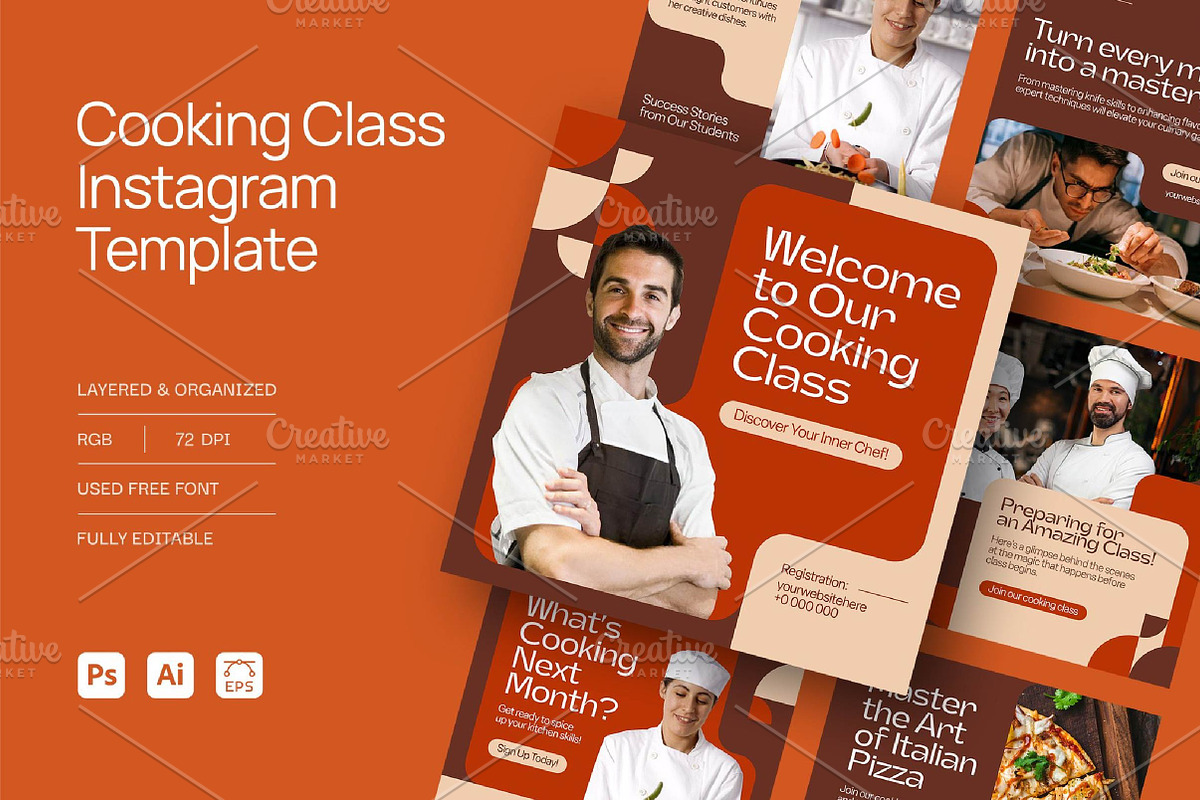 Cooking Class Instagram Template, a Marketing Template by fashionaddict (Photo 1 of 6)