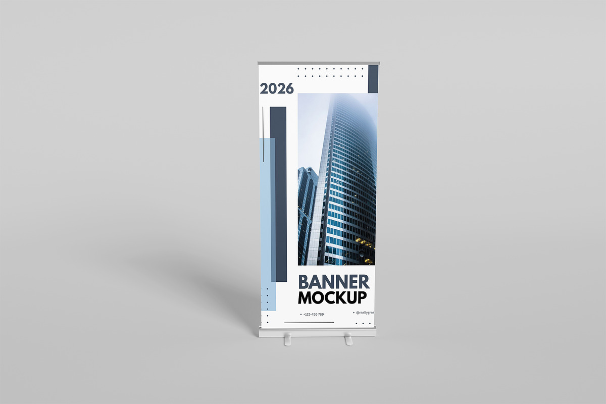 Roll Up Banner Mockup, a Business Card Template by kebunmockup (Photo 1 of 5)