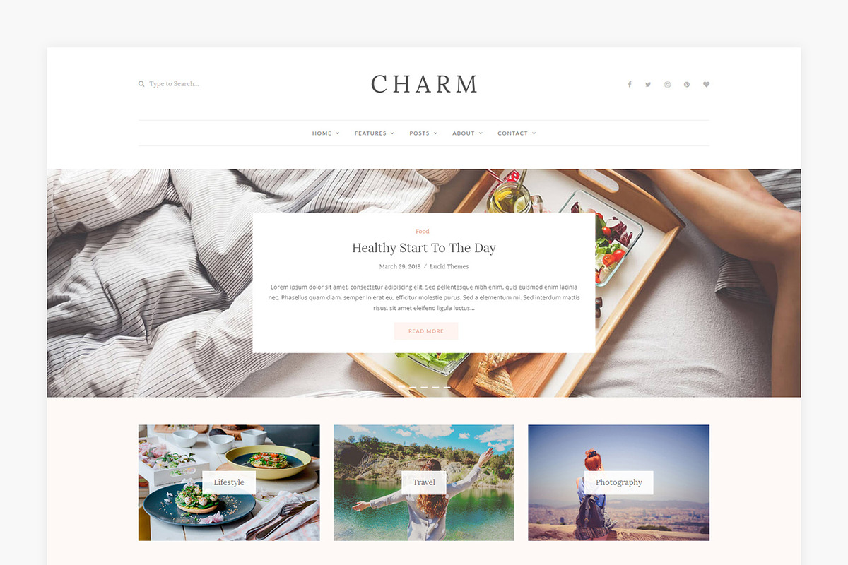 Charm - WordPress Blog Theme, a WordPress Template by Lucid Themes (Photo 3 of 10)