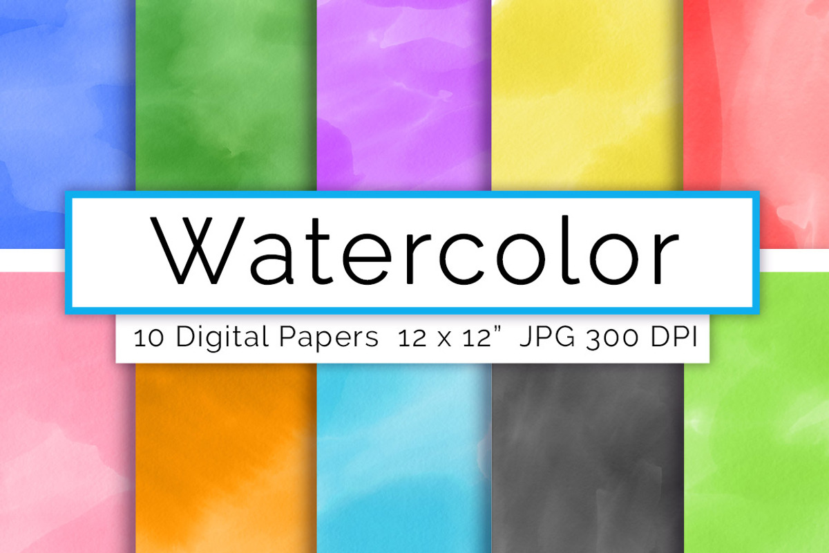 Watercolor Digital Paper- Assorted, a Pattern Graphic by The Digital Download Shop (Photo 1 of 2)