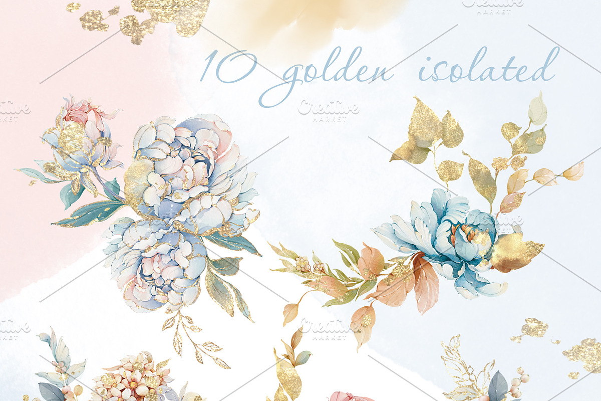 Watercolor flowers pink bloom set, a Decorative Illustration by Edith’s World (Photo 10 of 19)