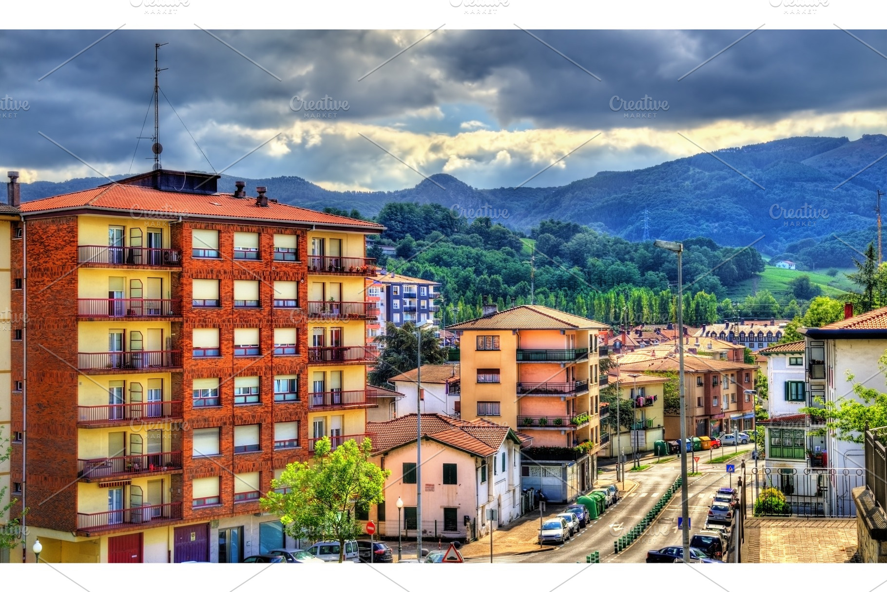 Buildings in the old town of irun spain containing irun, windows, and spain, an Architecture Photo by Leonid Andronov
