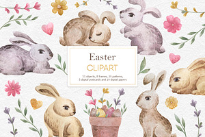 Watercolor easter clipart