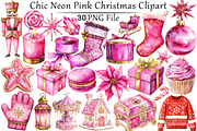 Chic Neon Pink Christmas Clipart, a Seasonal Illustration by CitraGraphics (Thumbnail 1 of 7)