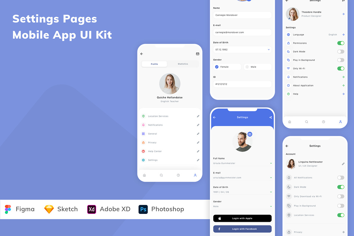 Settings Pages Mobile App UI Kit, an UI Kit Template by Betush