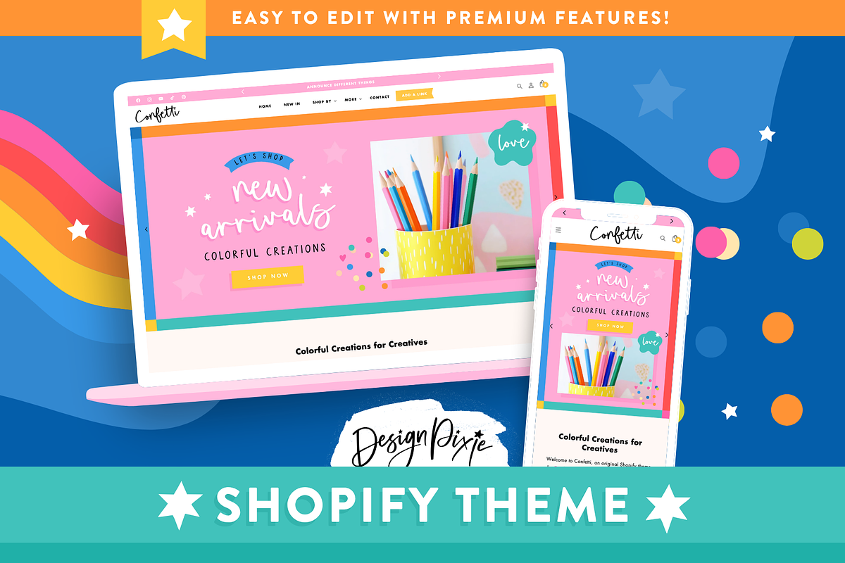 Colorful Shopify Theme | Confetti, a Shopify Template by Design Pixie (Photo 1 of 11)