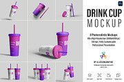 Drink Cup Mockup - 8 Views, a Cups & Container Mockup by Illusiongraphic (Thumbnail 1 of 23)