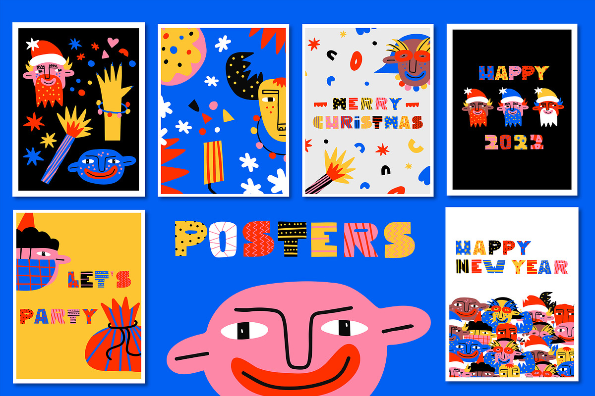 80s Christmas vibrant crazy stickers, an Illustration by okchizh (Photo 6 of 7)