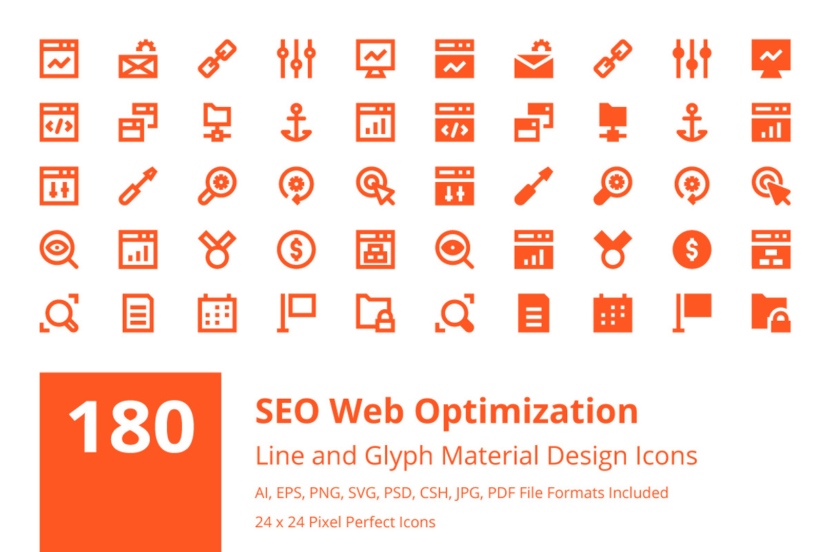 Seo Web Optimization Material Icons, a Solid Icon by Creative Stall (Photo 1 of 5)