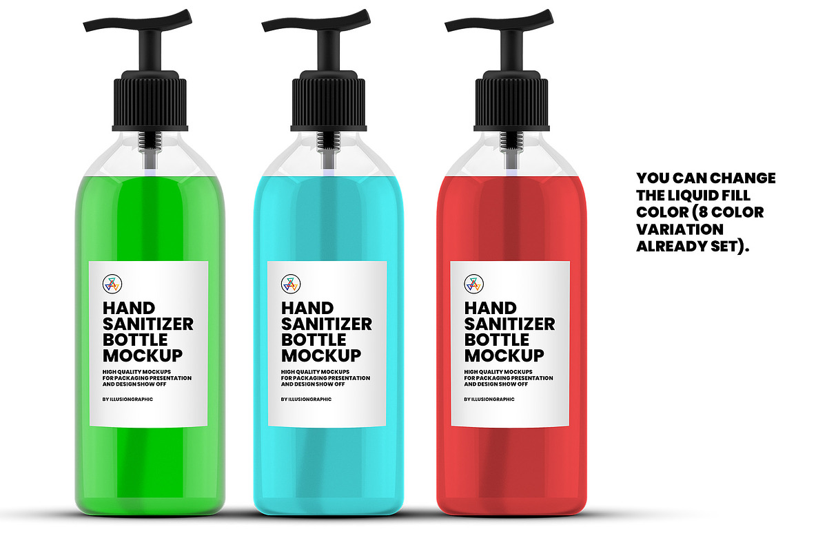 Hand Sanitizer Bottle Mockup, a Packaging Mockup by Illusiongraphic (Photo 4 of 9)