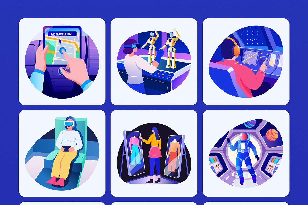 AR and VR Technology Art Set, a Technology Illustration by Brickclay (Photo 8 of 9)