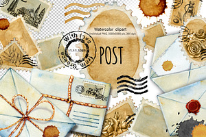 Postal clipart, blank postage stamps, an Object Illustration by Artmanata