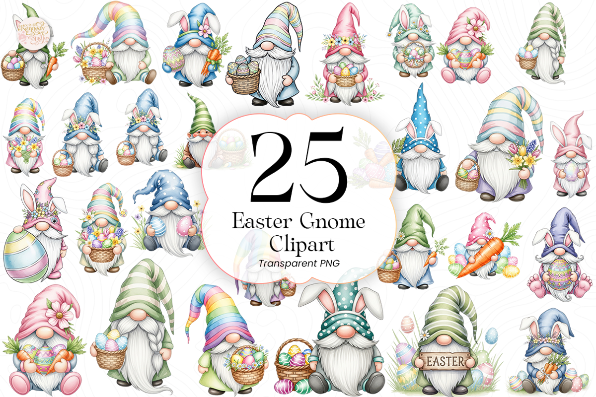 Easter Gnome Clipart PNG Cute., an Object Illustration by KennedyStudio (Photo 1 of 4)