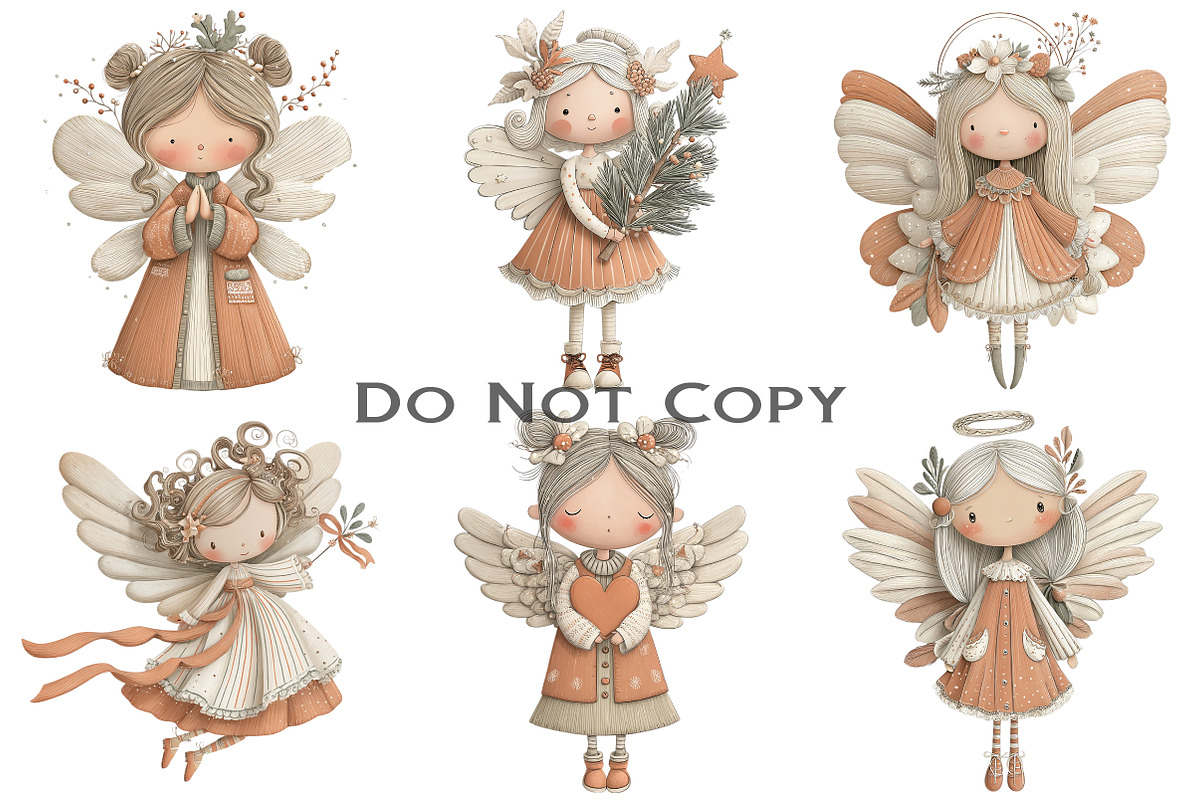 Whimsical Christmas Angel Clipart, an Illustration by Craft Nest (Photo 7 of 9)