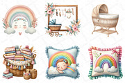 Boho Baby Watercolor Clipart, an Illustration by DreamPrint404 (Thumbnail 2 of 6)