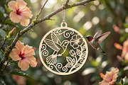 Hummingbird Floral Wood Ornament, an Object Graphic by Libby Wishes (Thumbnail 3 of 3)