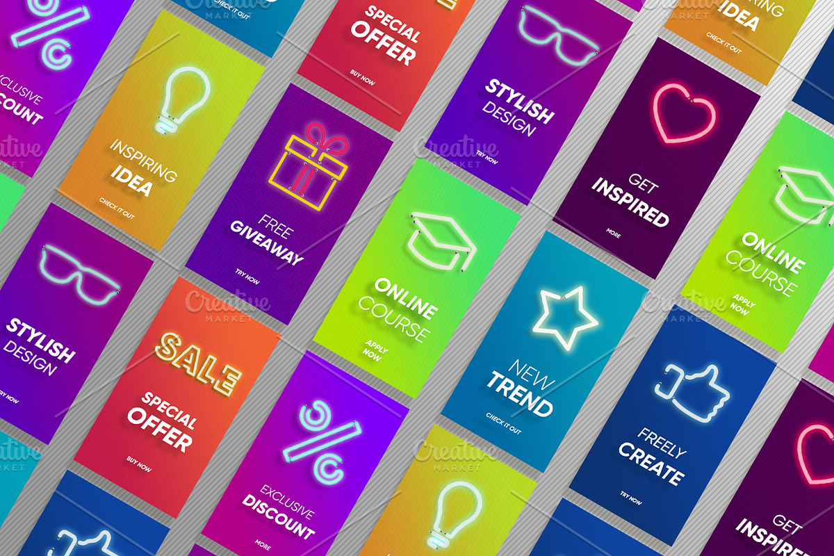 20 Neon Animated IG Templates Vol.1, a Social Media Template by CONECT Market (Photo 3 of 7)