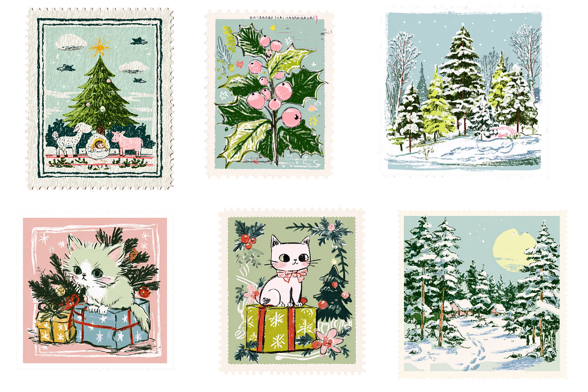 Christmas postage stamp Clipart, an Illustration by Designworld (Photo 2 of 4)