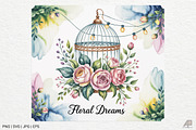 Vintage Floral Birdcage Bundle, an Illustration by Actual Pixel (Thumbnail 8 of 12)