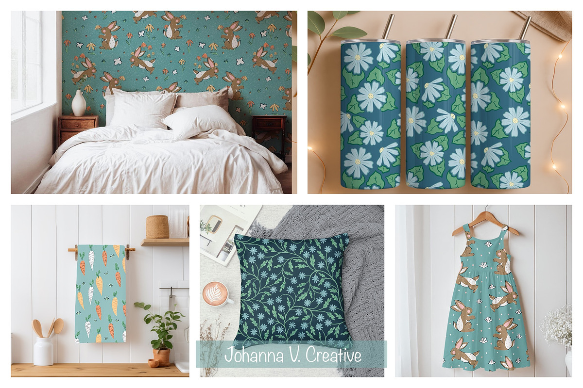 Spring Bunny Pattern Collection, an Illustration by Johanna V. Creative (Photo 2 of 7)