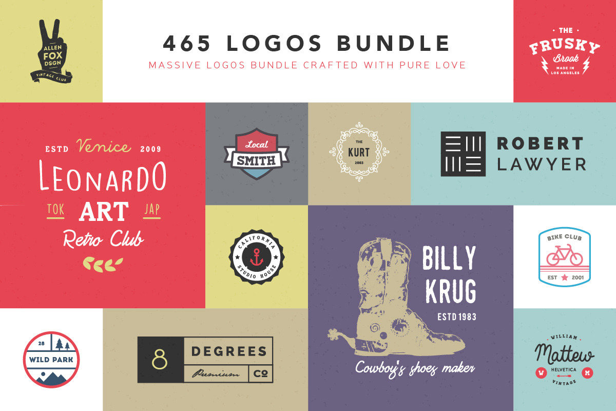 465 Logos Bundle - 90% off, a Branding & Logo Template by vuuuds (Photo 1 of 5)