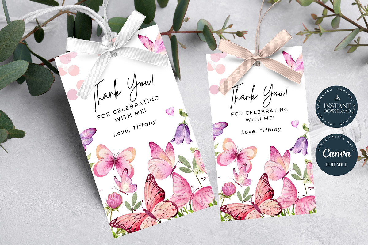 Butterflies Thank You Tag, an Invitation Template by Tracia Creative (Photo 2 of 3)