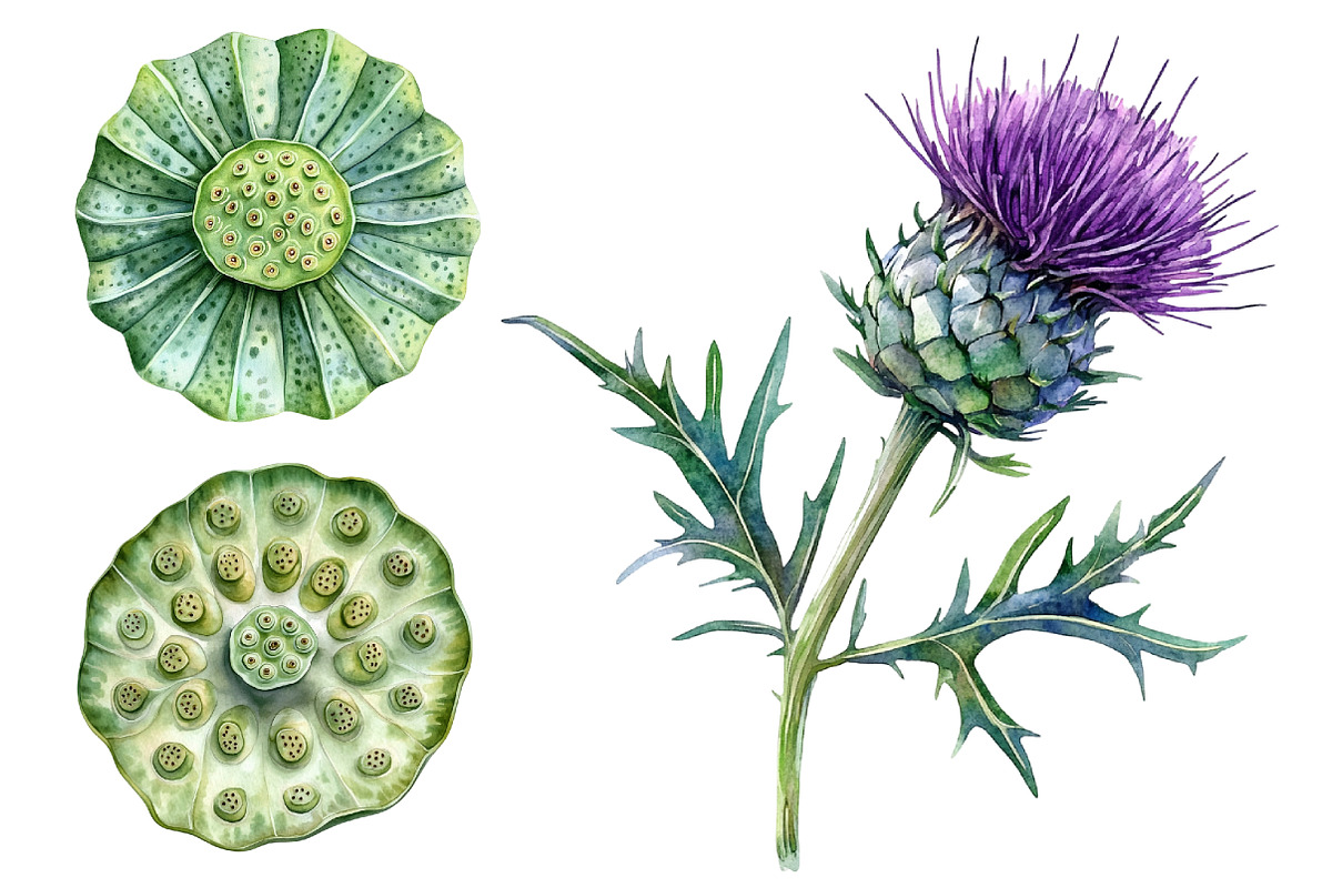 Watercolor Vintage Botanical Clipart, a Seasonal Illustration by CitraGraphics (Photo 8 of 9)