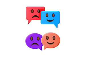 Colorful 3D chat bubbles with happy, an Object Illustration by Abscent