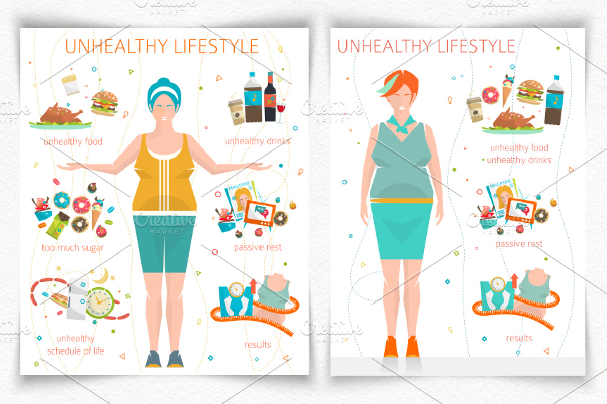 Infographics: Unhealthy Lifestyle, a Food Illustration by ArtoJoy