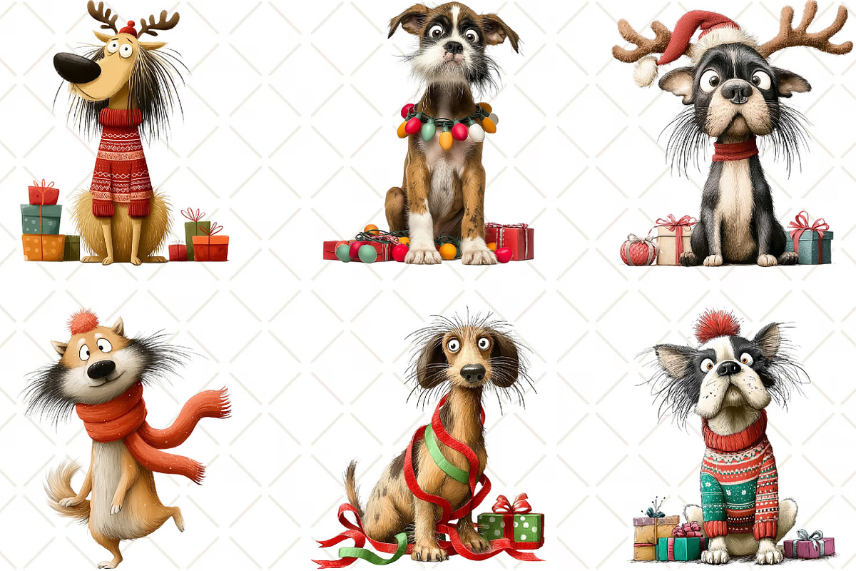 Quirky Christmas Dog Clipart, an Illustration by Black Bird Studio (Photo 5 of 6)