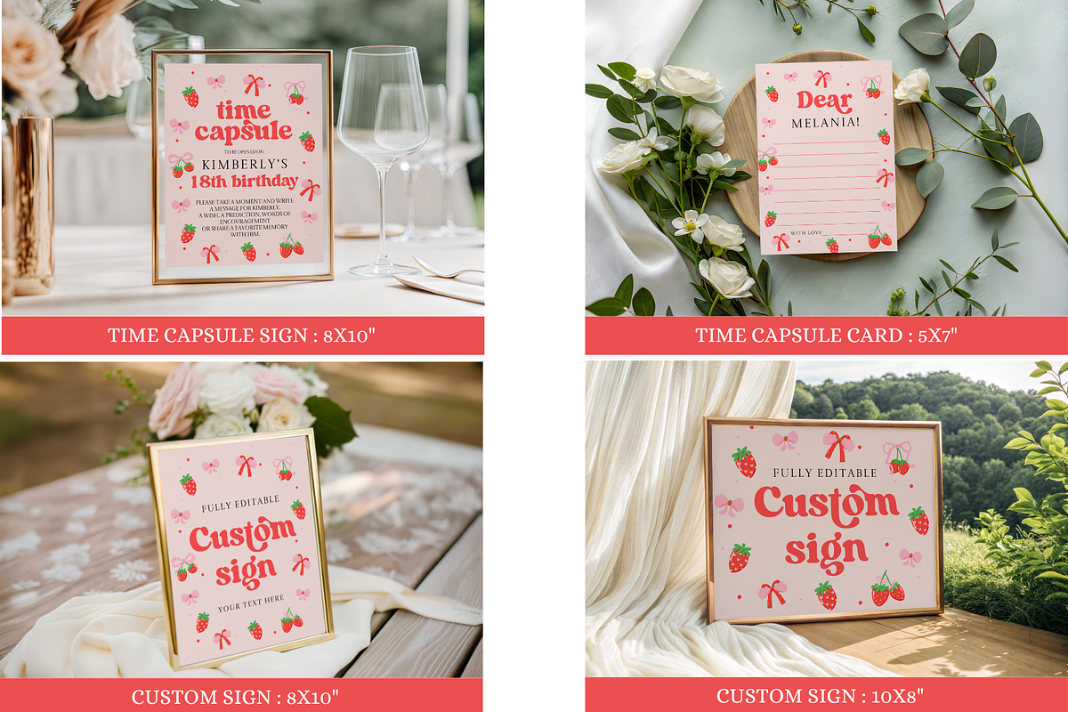 Strawberry 1st Birthday Mega Set, an Invitation Template by Digital_Mind (Photo 4 of 8)