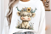 Watercolor Summer Highland Cow Clipa, an Illustration by GatewayDesign (Thumbnail 3 of 6)
