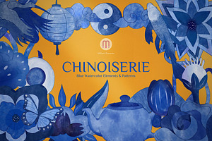 Chinoiserie Blue Watercolor Patterns