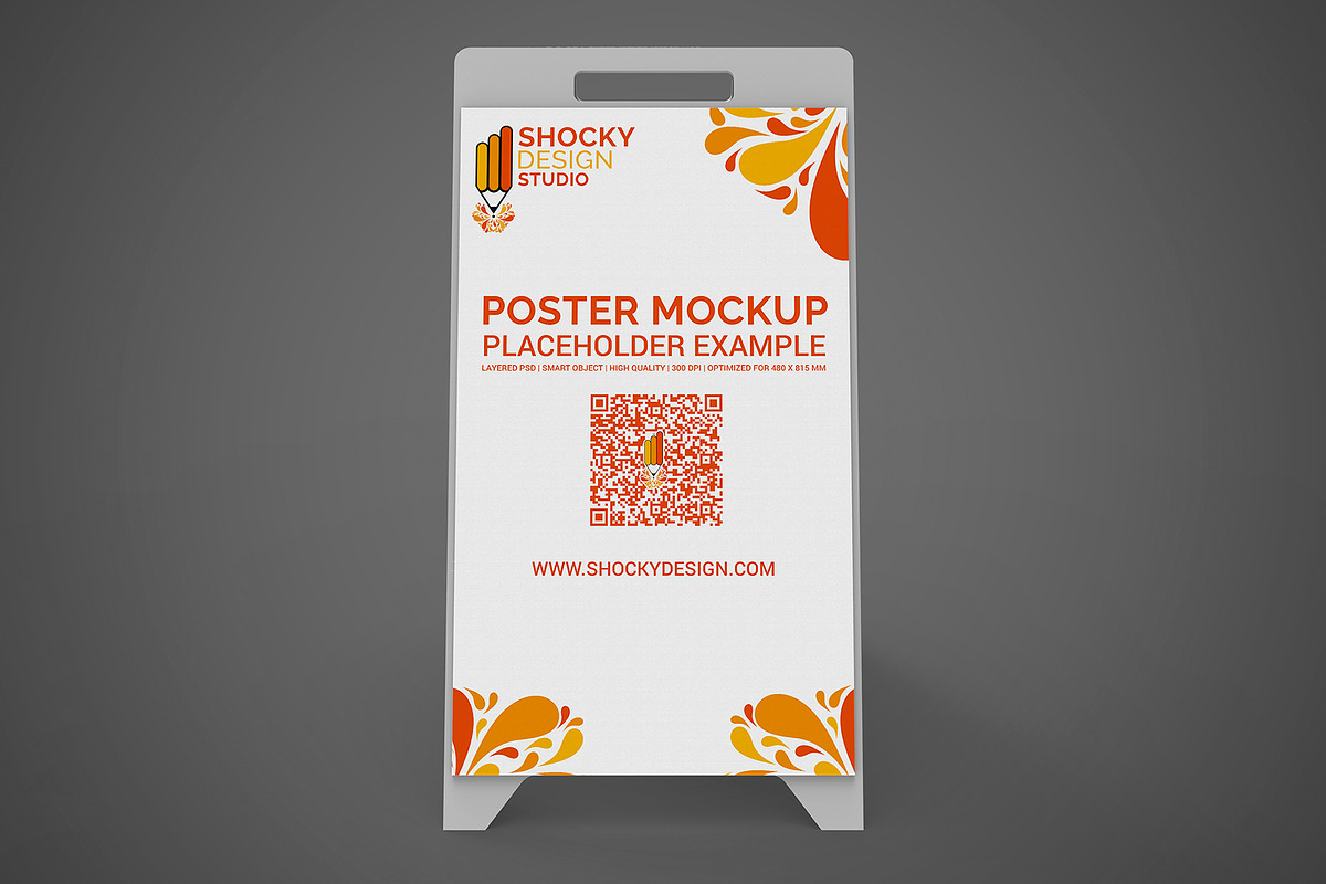 Portable A Poster Stand Mockup, a Print Template by Shocky Design Studio (Photo 2 of 4)