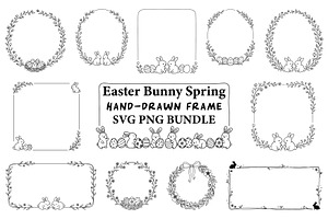 Easter Floral Line Art Frame SVG Set