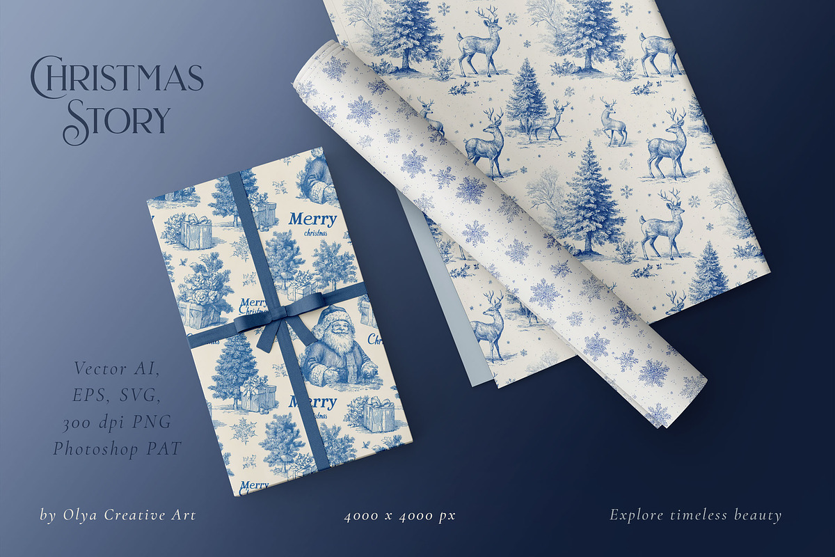 Vintage Christmas Pattern Collection, a Pattern Graphic by Olya Creative (Photo 9 of 21)
