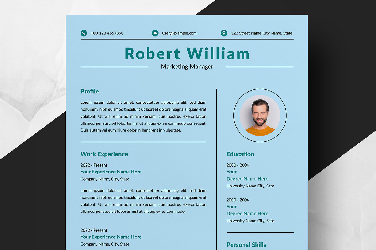 Bold Color Resume for Designers