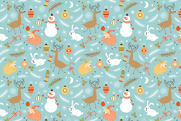 Seamless Christmas pattern preview 3