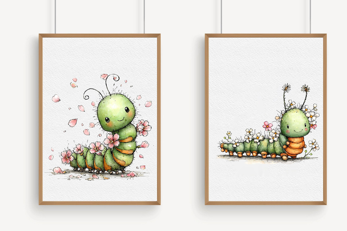 Whimsical Spring Caterpillar Clipart, an Illustration by Libby Wishes (Photo 5 of 8)