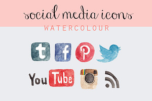 Watercolour Social Media Icons