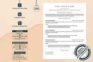 ATS Resume Template, Editable word