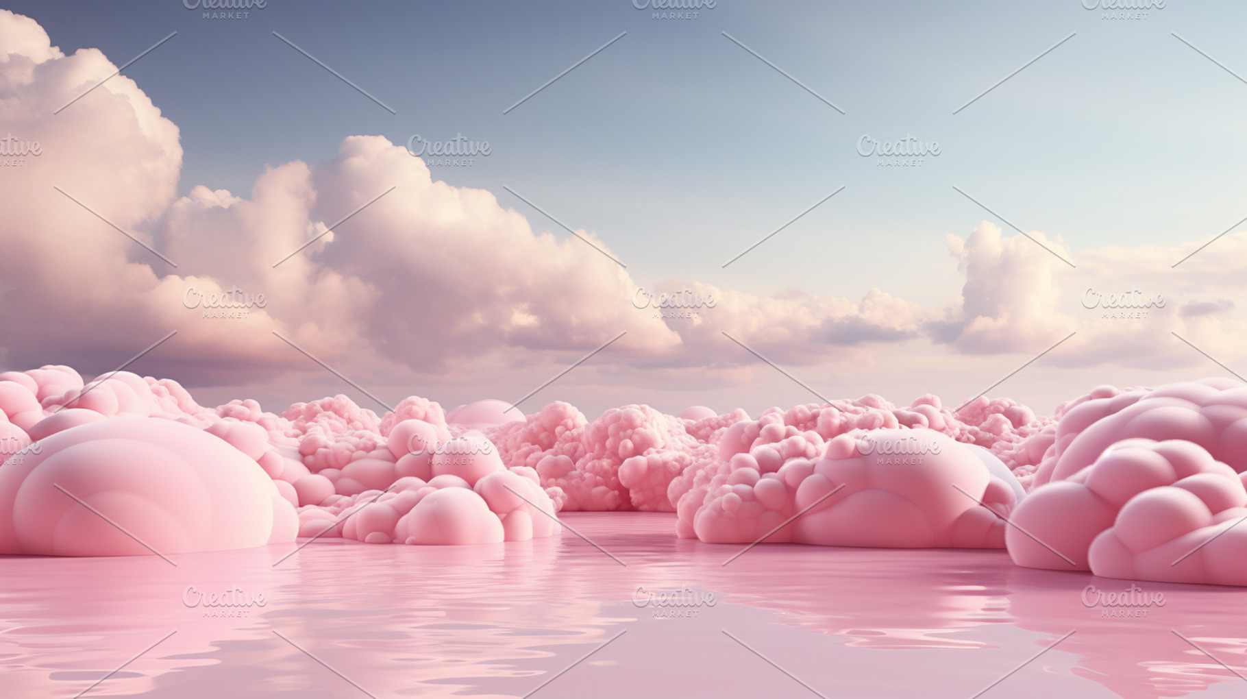 3d render of pink clouds in the sky., a Photo by LOGOCREATIVE